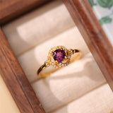 Rose Nebula Original Design Red Garnet Ring, Silver with Gold Plating