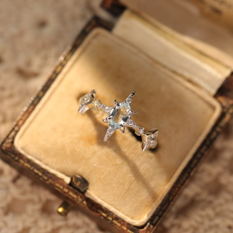 Original Topaz Star Open-Band Sterling Silver Ring