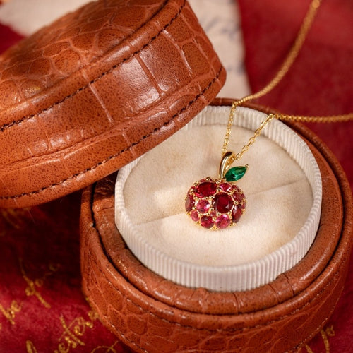 Original Design Cherry Necklace, Silver with Gold Plating