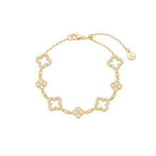 Load image into Gallery viewer, Original Openwork Four-Leaf Clover Lucky Bracelet in Gold-Plated Silver with Diamonds