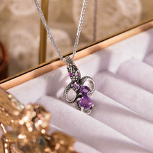 Load image into Gallery viewer, Original Design Slytherin Snake Necklace in Sterling Silver with Amethyst