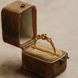 Vintage-Style Open-Finger Garnet Ring in Orange-Yellow Tones