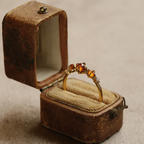 Vintage-Style Open-Finger Garnet Ring in Orange-Yellow Tones