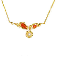Load image into Gallery viewer, Original Sun God Red Agate Necklace with Gold Plating
