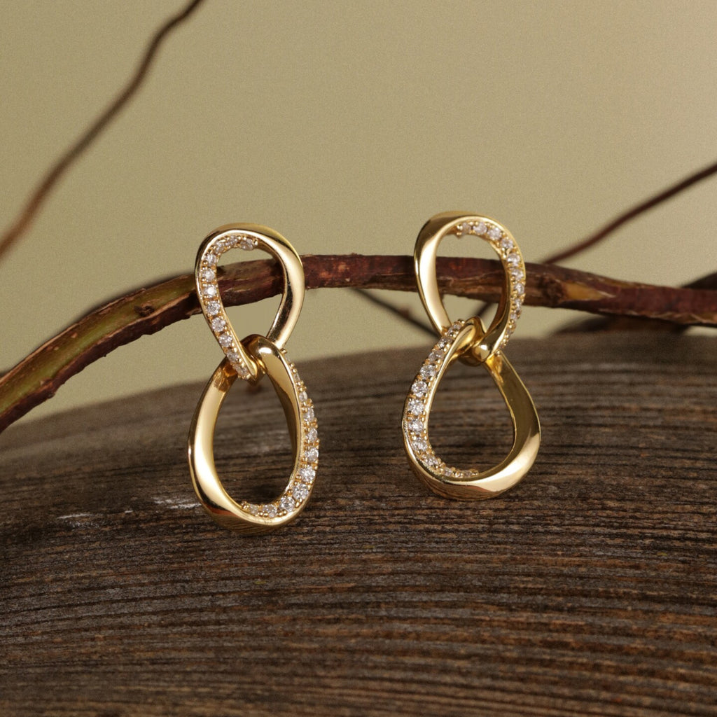 Original Möbius Strip Moissanite Sterling Silver Stud Earrings