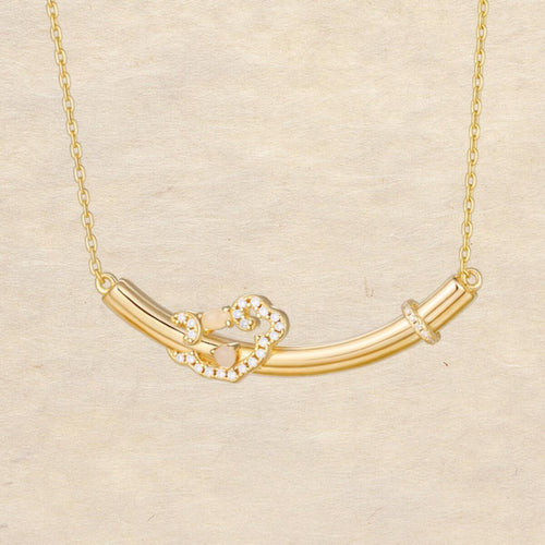 Original Chinese-Style Ruyi White Hotan Jade Necklace with Gold-Plated Silver