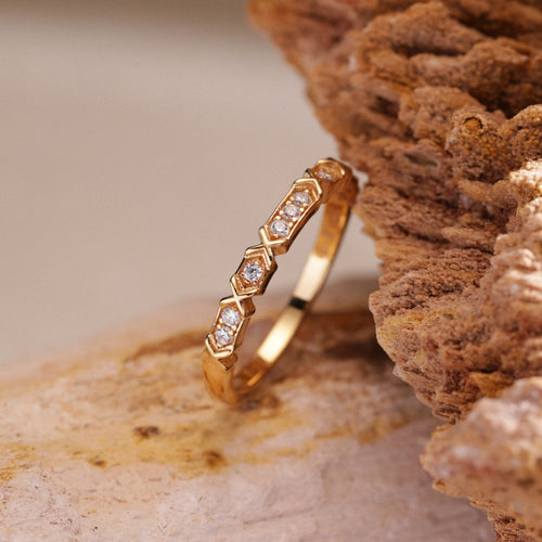 Original Design Starry Sky Ring with Layered Bands in Sterling Silver and Diamond Accents