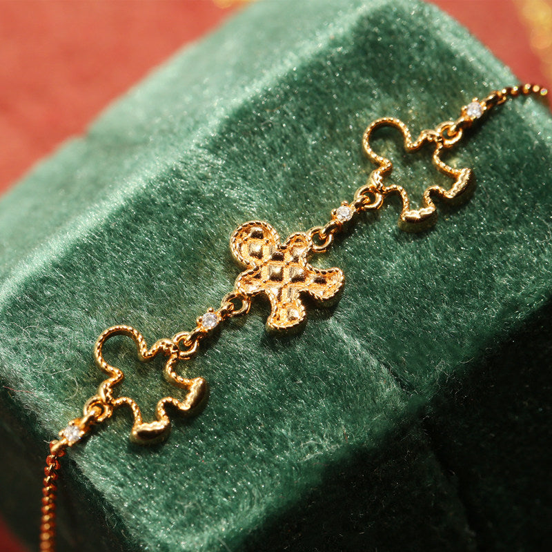 Original Gingerbread Man Bracelet, Silver with Gold Plating