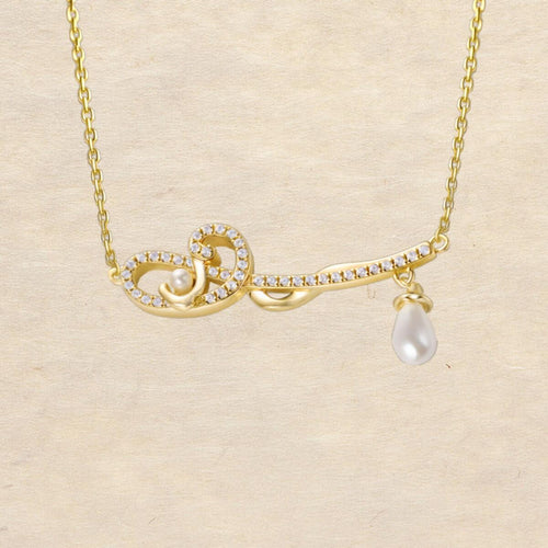 Original Chinese-Style Cloud-Shaped Pearl Necklace, Silver with Gold Plating