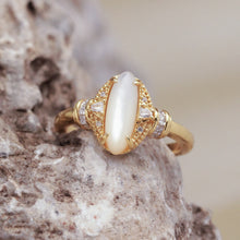 Load image into Gallery viewer, Original Design White Pearl Ring in Gold-Plated Silver with Diamonds