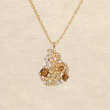 Load image into Gallery viewer, Original New Chinese-Style Osmanthus-Motif Gold Gourd-Shaped Tiger's Eye Necklace with Gold-Plated Silver