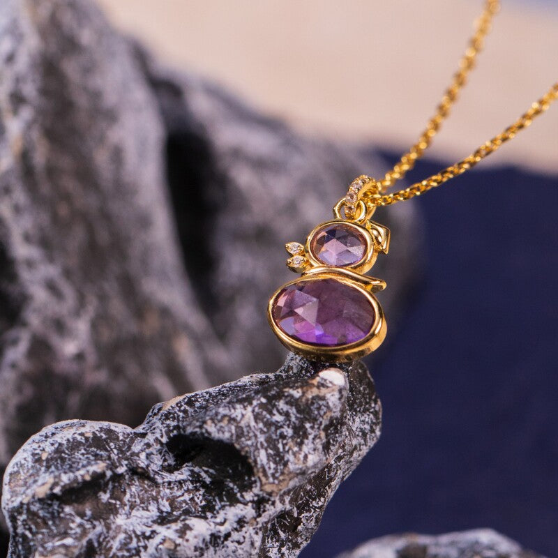 Original Design Amethyst Necklace in Gold-Plated Silver