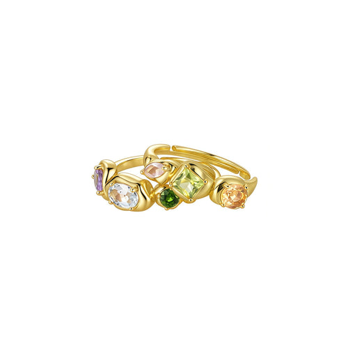 Coco River Original Natural Colored Gemstone Gold-Plated Open-Ended Ring