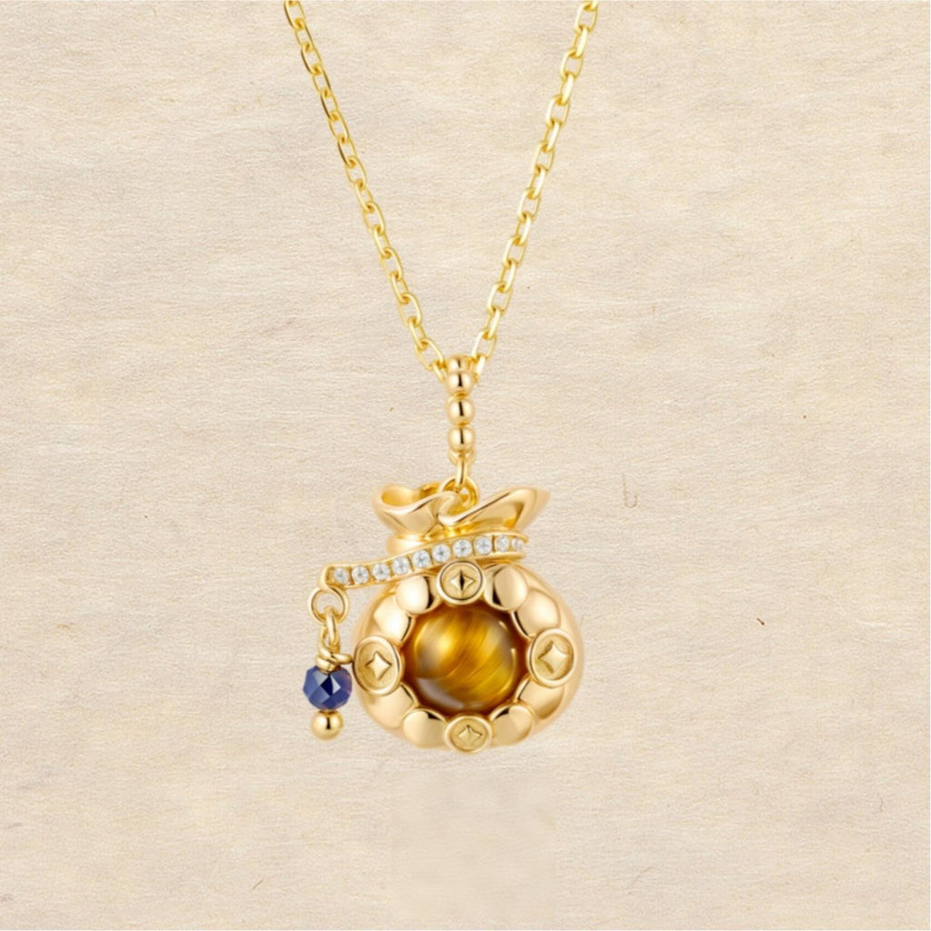 Original Tiger's Eye Necklace with Gold-Plated Silver Choker