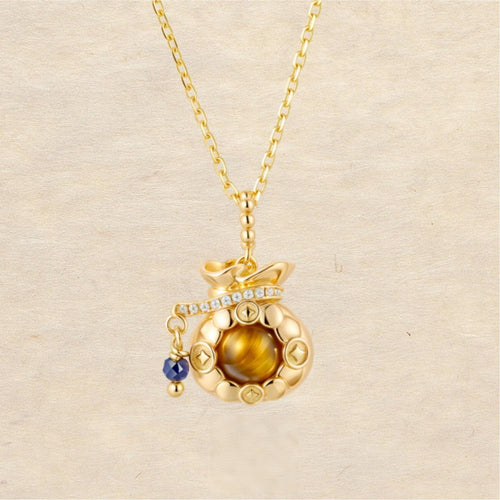 Original Tiger's Eye Necklace with Gold-Plated Silver Choker