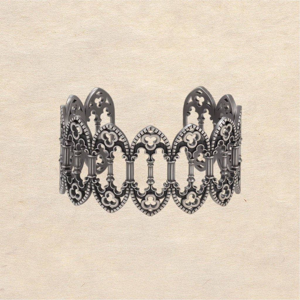 “Dawn of the Holy Court” Original Design Openwork French-Style Sterling Silver Bracelet
