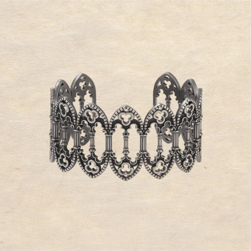 “Dawn of the Holy Court” Original Design Openwork French-Style Sterling Silver Bracelet