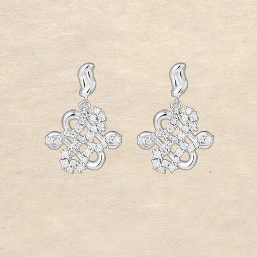 Original, New Chinese-Style Light Luxury Diamond-Set Swastika Earrings in 925 Sterling Silver