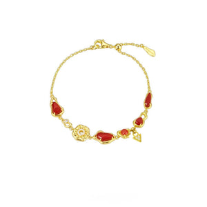 Sun God Red Agate Bracelet: Gold-Plated, Lightly Luxurious, Retro Charm