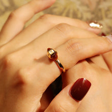 Load image into Gallery viewer, “Flowing Light” Original Tiger's Eye Ring, Silver with Gold Plating, French Style