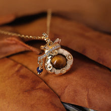 Load image into Gallery viewer, Original Tiger's Eye Necklace with Gold-Plated Silver Choker
