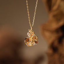 Load image into Gallery viewer, Original New Chinese-Style Osmanthus-Motif Gold Gourd-Shaped Tiger's Eye Necklace with Gold-Plated Silver