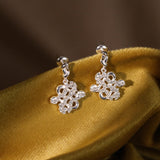Original, New Chinese-Style Light Luxury Diamond-Set Swastika Earrings in 925 Sterling Silver