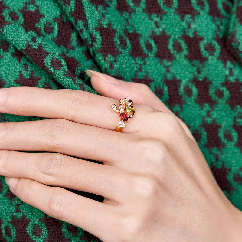 Original Design Rabbit Ring, Silver with Gold Plating