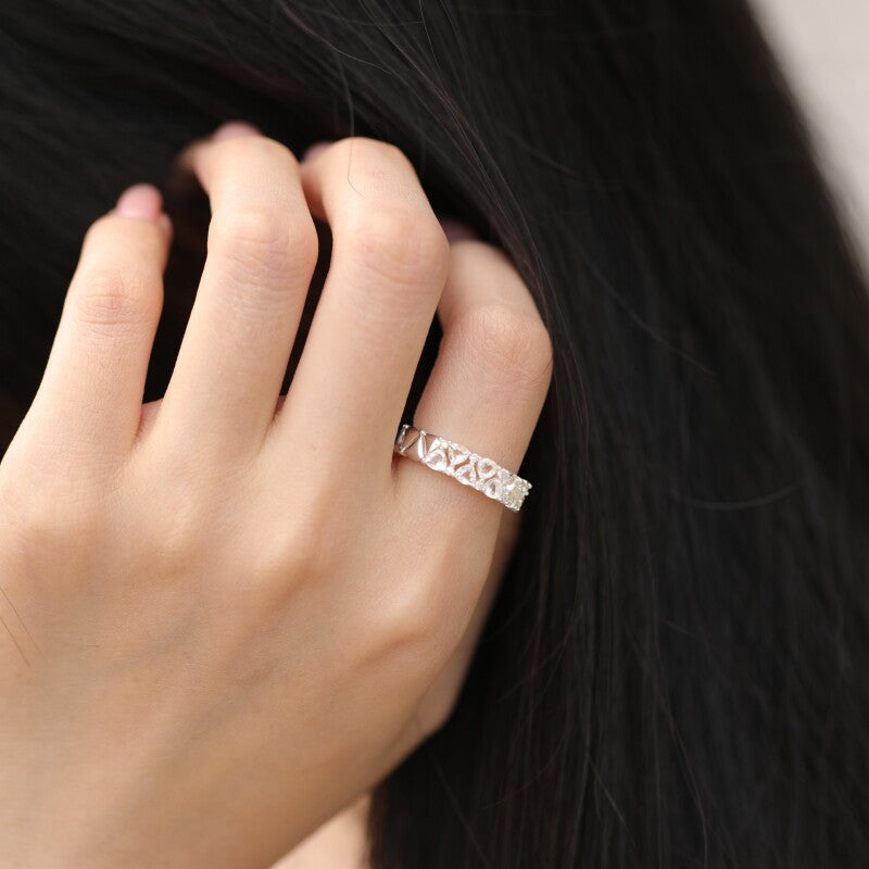 Original Mini Cake White Crystal Ring in Sterling Silver with Diamonds