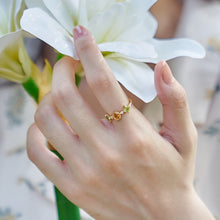 Load image into Gallery viewer, Original Citrine Ring for Women: Silver-Plated Gold Vintage Peridot Open-Finger Ring