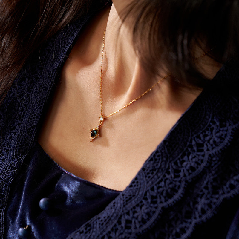 Original Sugar Tower Topaz Star Necklace, Silver with Gold Plating