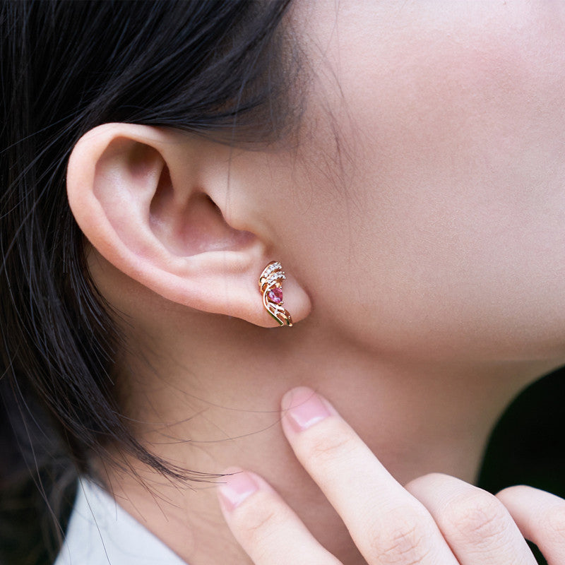Original Design Pink Natural Tourmaline Star Earrings, Sterling Silver