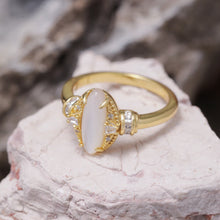 Load image into Gallery viewer, Original Design White Pearl Ring in Gold-Plated Silver with Diamonds