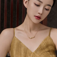 Load image into Gallery viewer, Original Chinese-Style Ruyi White Hotan Jade Necklace with Gold-Plated Silver