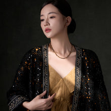 Load image into Gallery viewer, Short Collar Necklace with Natural Tiger's Eye Beads, Silver with Gold Plating