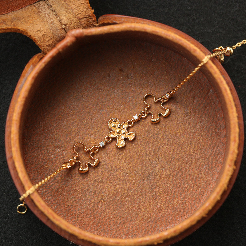 Original Gingerbread Man Bracelet, Silver with Gold Plating