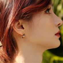 Load image into Gallery viewer, Original Romantic Sunset Rectangular Stud Earrings in Sterling Silver with Diamonds