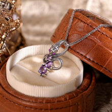 Load image into Gallery viewer, Original Design Slytherin Snake Necklace in Sterling Silver with Amethyst