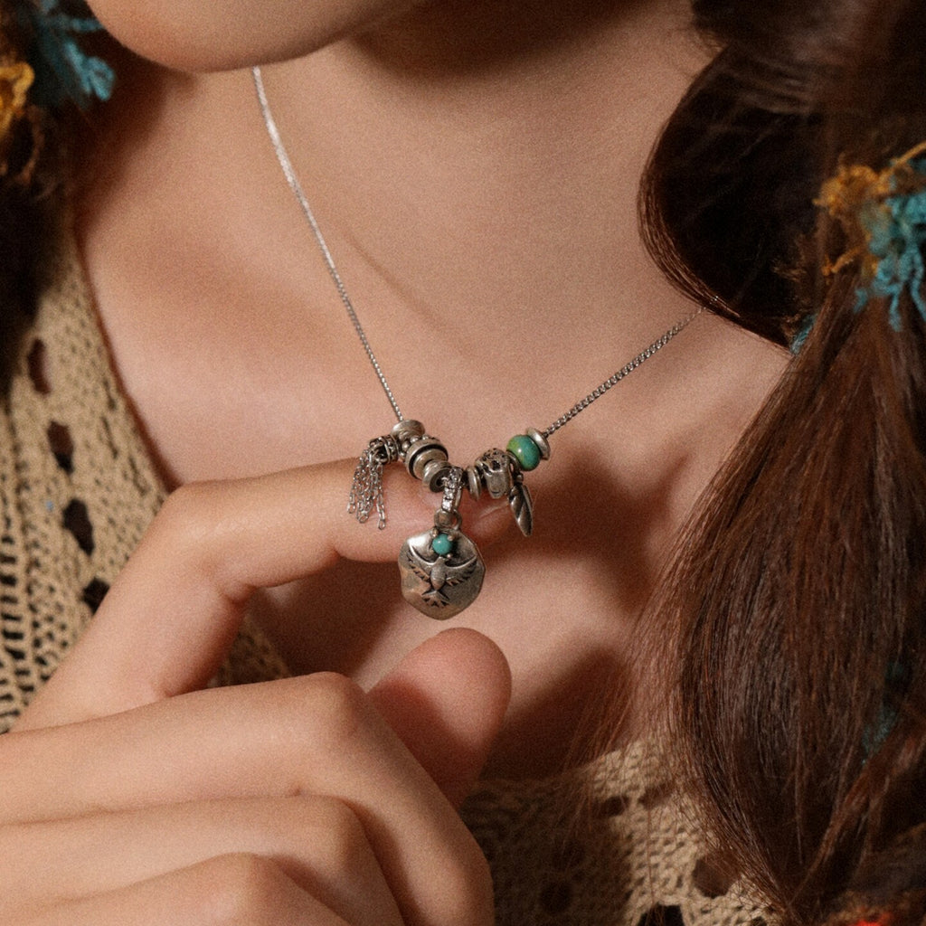 Original Urban Nomad-Style Moray Eagle Necklace, Sterling Silver