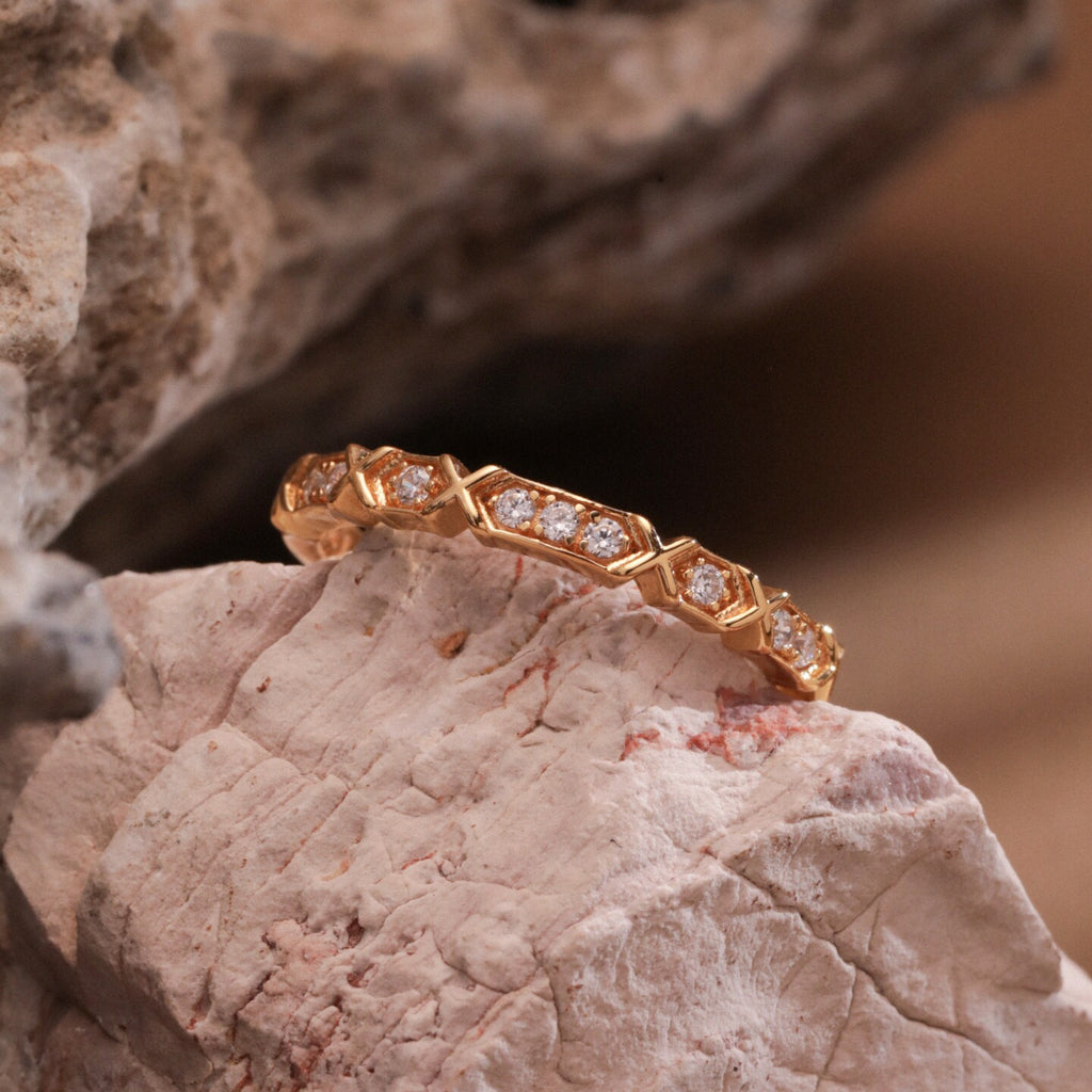 Original Design Starry Sky Ring with Layered Bands in Sterling Silver and Diamond Accents