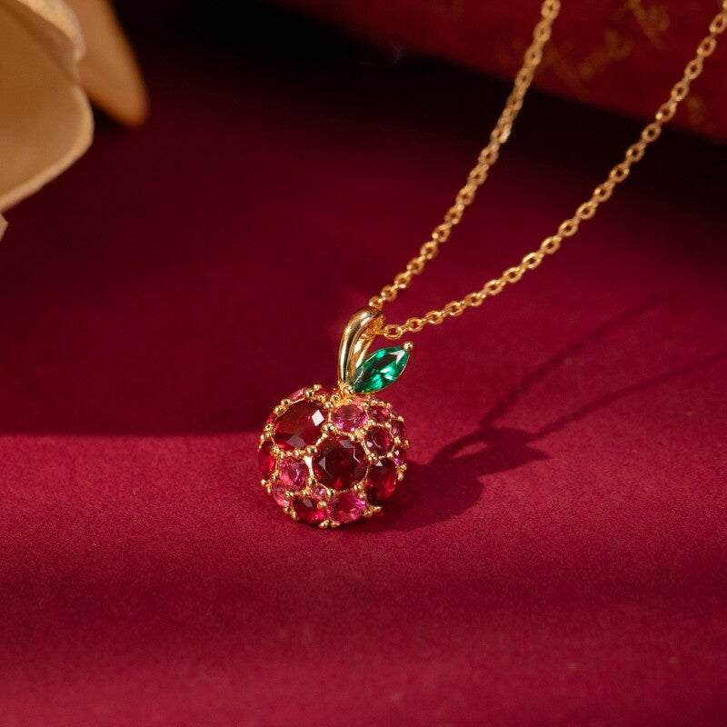 Original Design Cherry Necklace, Silver with Gold Plating