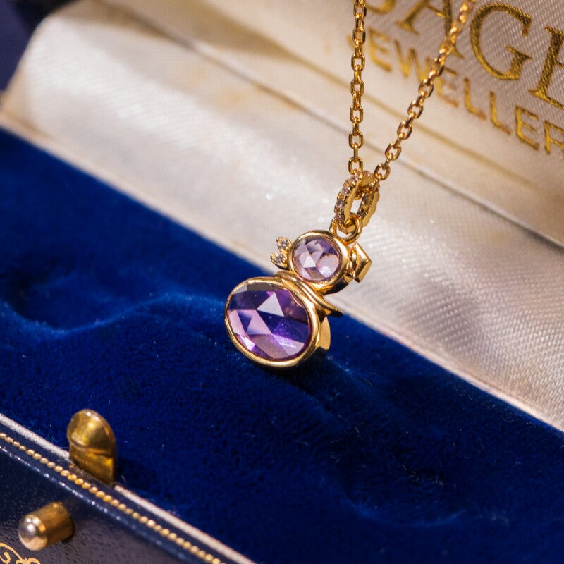 Original Design Amethyst Necklace in Gold-Plated Silver