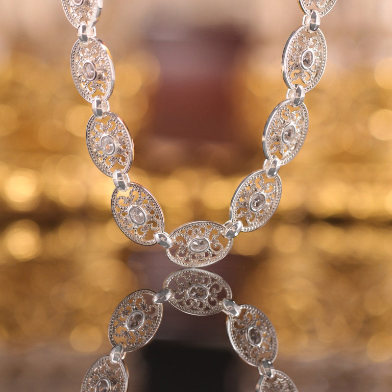 “Weaving Light” Original Vintage Openwork Lace Necklace, Sterling Silver