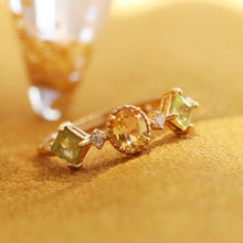 Load image into Gallery viewer, Original Citrine Ring for Women: Silver-Plated Gold Vintage Peridot Open-Finger Ring