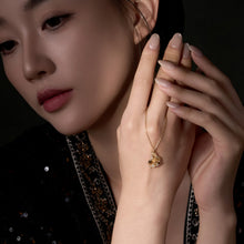 Load image into Gallery viewer, Original New Chinese-Style Osmanthus-Motif Gold Gourd-Shaped Tiger's Eye Necklace with Gold-Plated Silver