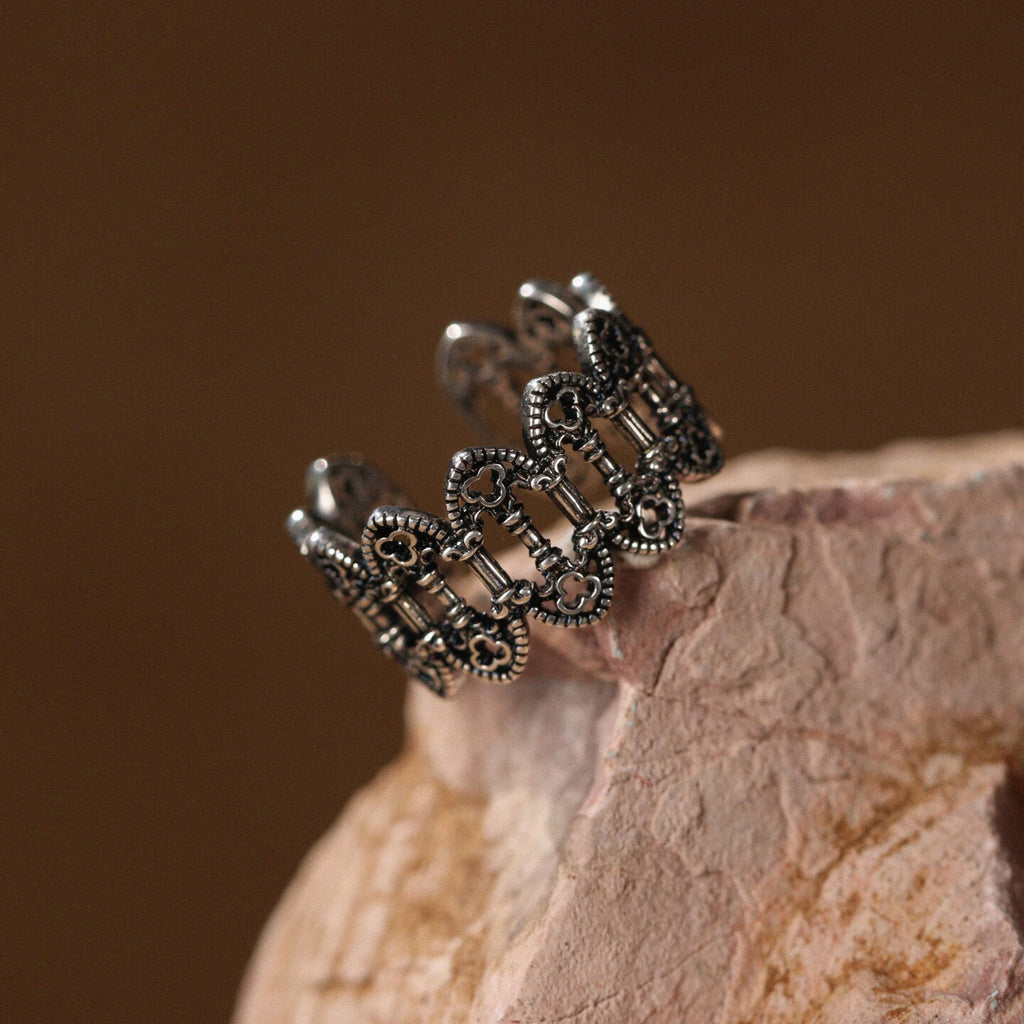 “Dawn of the Holy Court” Original Design Sterling Silver Open-Ended Ring