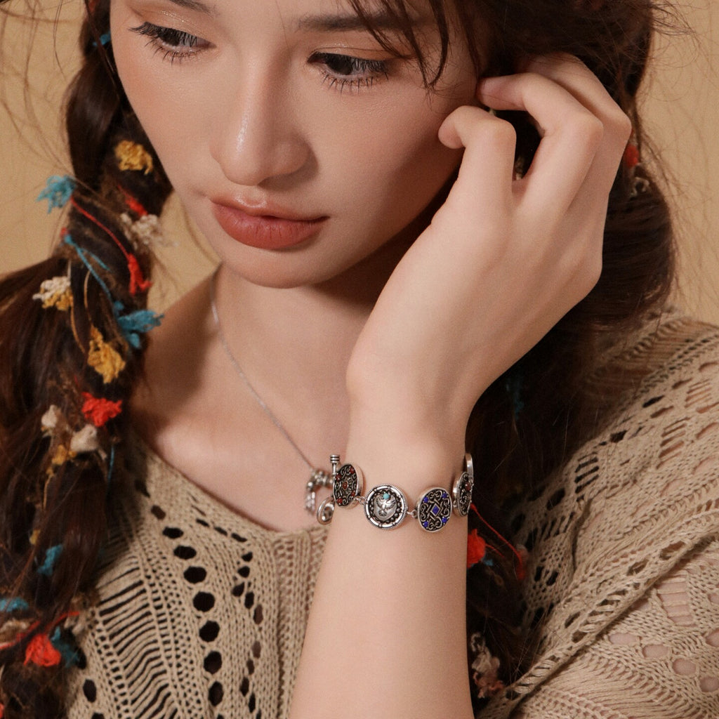 Original Design Urban Nomad-Style Turquoise Bracelet in Sterling Silver