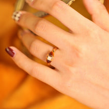 Load image into Gallery viewer, “Flowing Light” Original Tiger's Eye Ring, Silver with Gold Plating, French Style