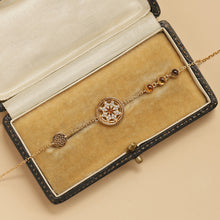 Load image into Gallery viewer, Fenda Stone Bracelet: Silver-Plated with Gold Accents, Vintage-Inspired, Lightly Luxurious, and Niche