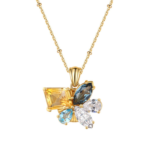 “As Brilliant as Jewels” Vintage Floral Colored Gemstone Necklace